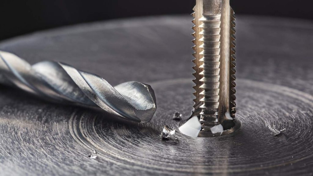 Thread tap drill steel billet with drill bit