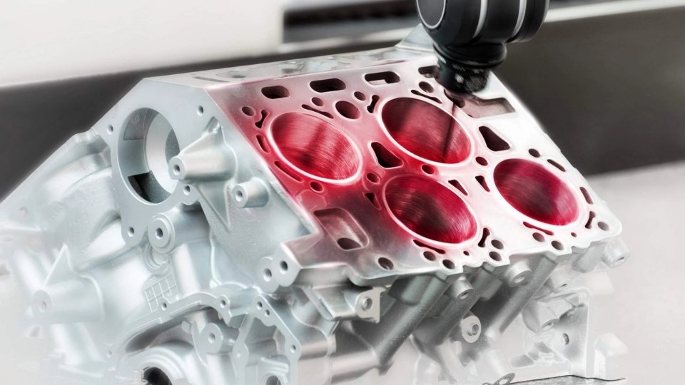 CMM Machine Inspecting Part Geometry