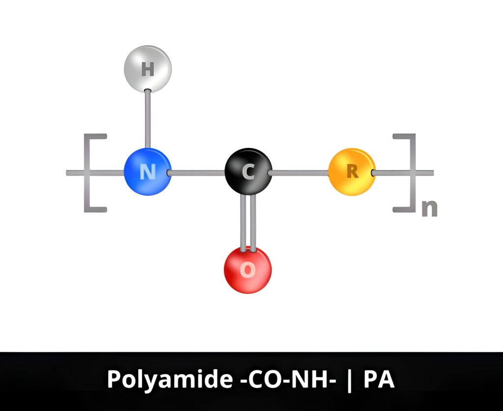 Vector Ball-and-Stick Model of Thermoplastic Polymer Polyamide