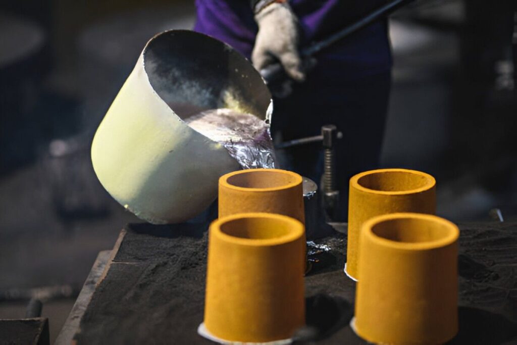 Pouring Liquid Metal Into A Cast