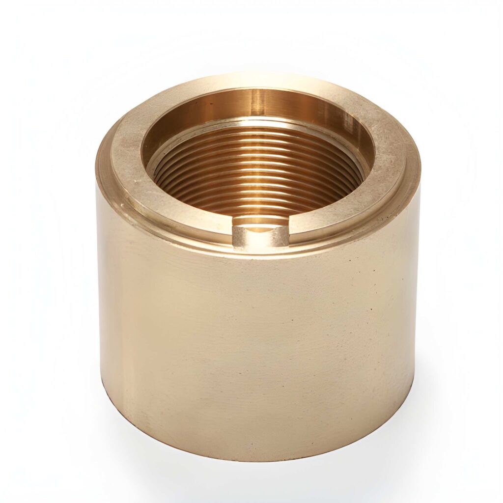 Cylindrical brass part with internal threads